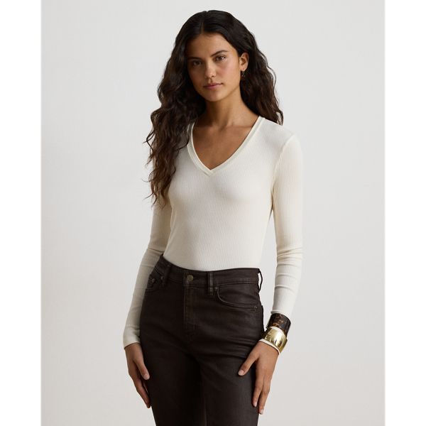 Maglia a Coste con Scollo a V - Ralph Lauren