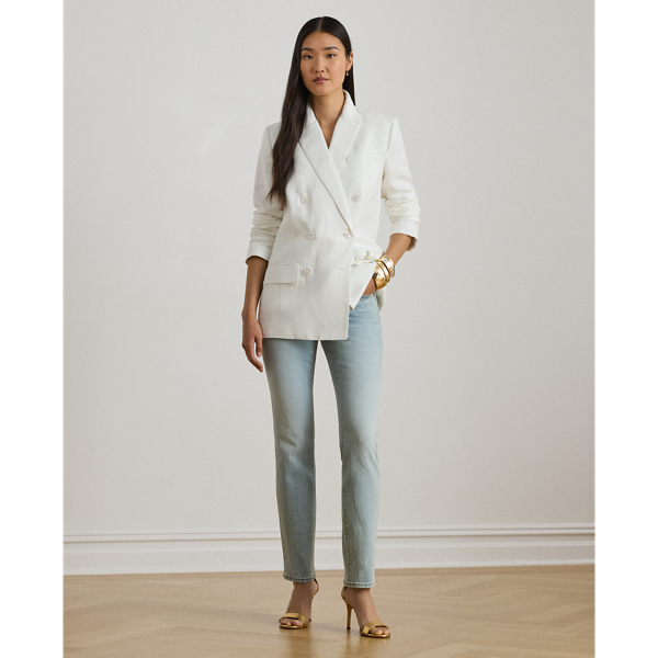 Lauren Petite Ralph Lauren Mid-rise Straight Ankle Jean In Blue