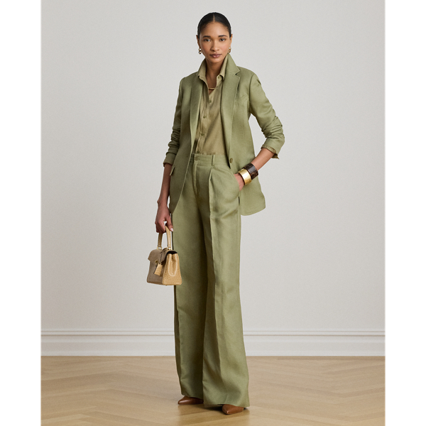 Ralph Lauren Linen-blend Twill Wide-leg Pant In Light Agave In Green