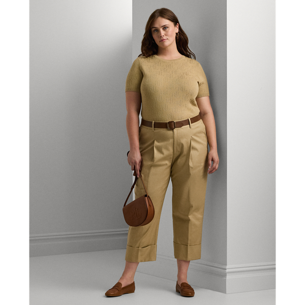 Lauren Woman Double-faced Stretch Cotton Ankle Pant In Birch Tan