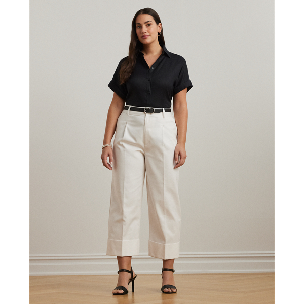 Lauren Woman Double-faced Stretch Cotton Ankle Pant In White