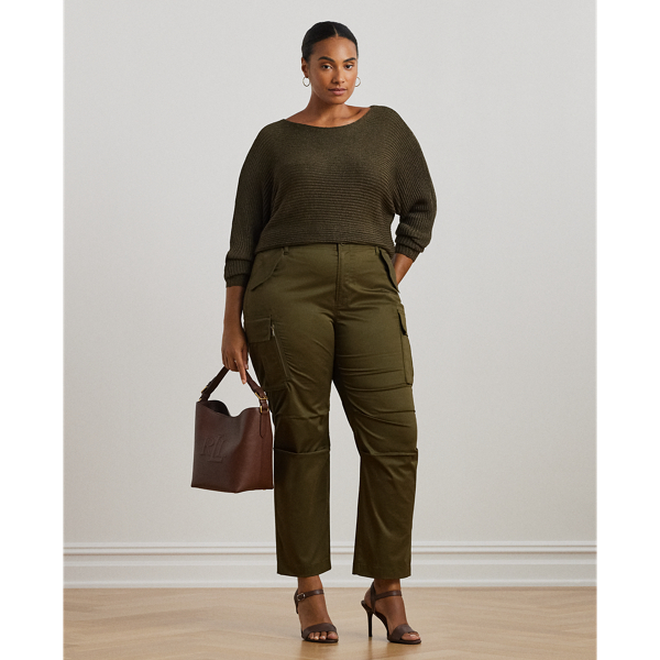 Lauren Woman Cotton Sateen Cargo Pant In Botanic Green