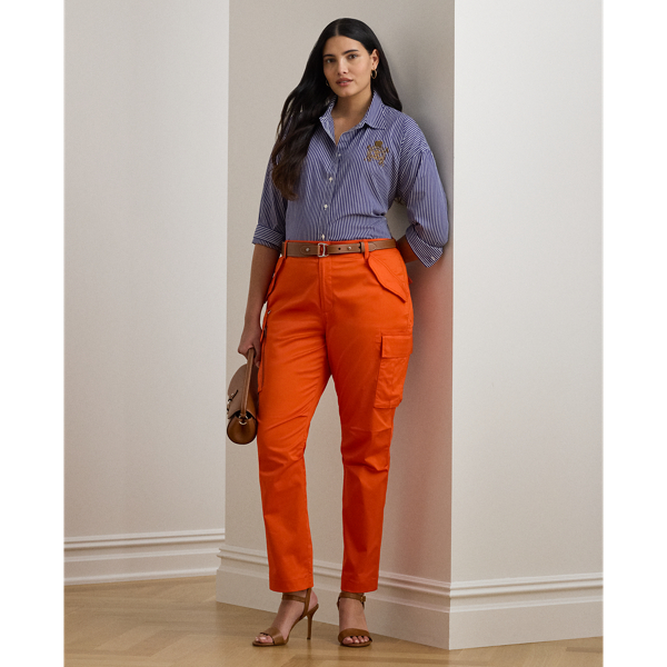 Lauren Woman Ralph Lauren Cotton Sateen Cargo Pant In Orange