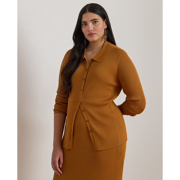 Anchored in  Ralph Lauren Lauren's refined aesthetic, this Polo cardigan features a rib-knit pattern and a slim-fitting silhouette. "Lauren  Ralph Lauren Lauren"-engraved buttons complete the look.