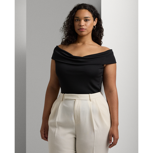 Shop Lauren Woman Curve - Stretch Jersey Off-the-shoulder Top In Black