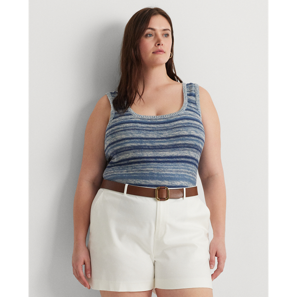 Shop Lauren Woman Striped Linen-cotton Sweater Tank Top In Multi