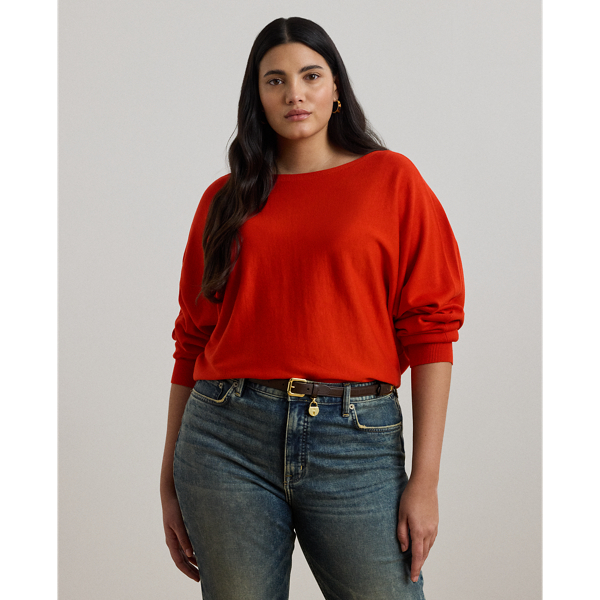 Lauren Woman Ralph Lauren Cotton-blend Dolman-sleeve Sweater