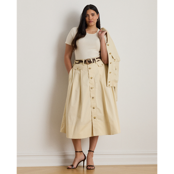 Lauren Woman Ralph Lauren Button-front Micro-sanded Twill Skirt