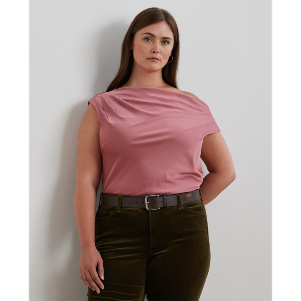 Lauren Woman Satin Charmeuse Off-the-shoulder Blouse In Rose Blush