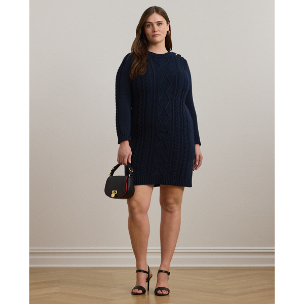 Grandes Tailles - Robe-pull boutons motifs tricot d'Aran - Lauren Curve - Modalova