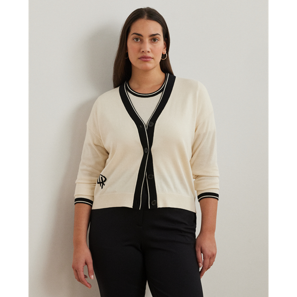 Grandes Tailles - Cardigan bicolore en coton mélangé - Lauren Curve - Modalova