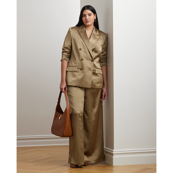 Lauren Woman Satin Charmeuse Wide-leg Pant In Madison Tan