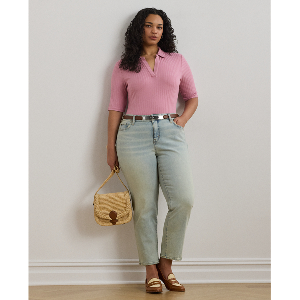 Lauren Woman Mid-rise Straight Ankle Jean In Stella Wash