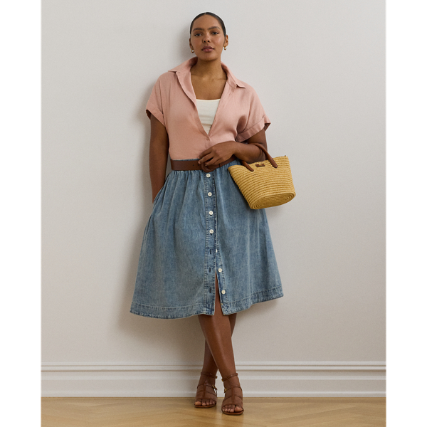 Lauren Woman Button-front Denim Skirt In Alicia Wash