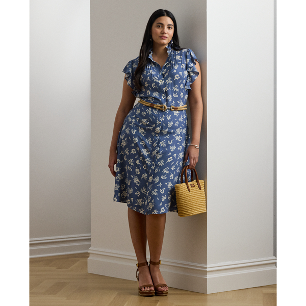 Lauren Woman Ralph Lauren Floral Belted Georgette Shirtdress