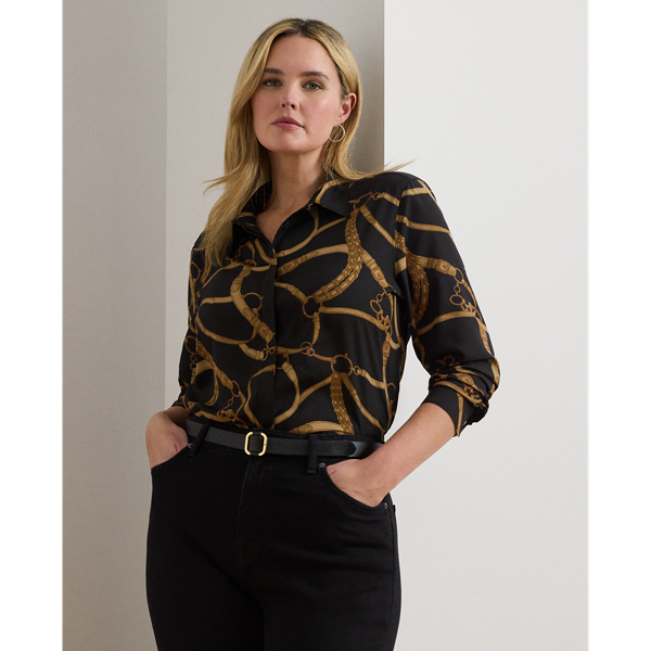 Lauren Woman Ralph Lauren Classic Fit Belting-print Crepe Shirt