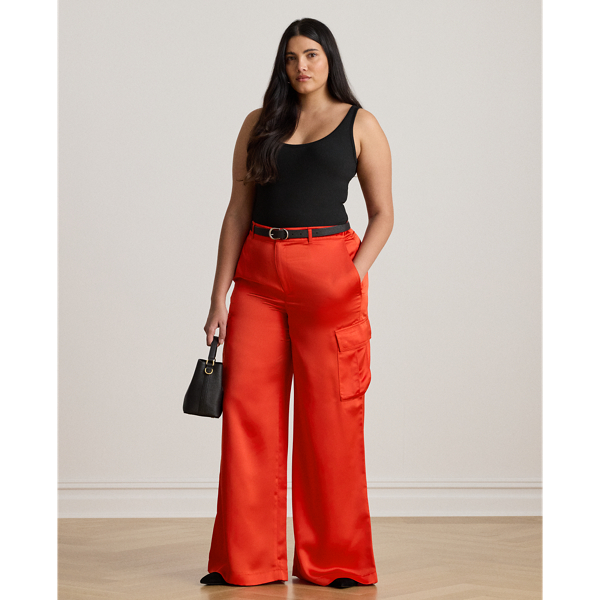 Lauren Woman Ralph Lauren Satin Charmeuse Wide-leg Cargo Pant