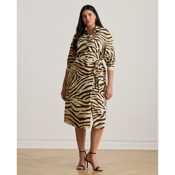 Shop Lauren Woman Ralph Lauren Zebra-print Tie-front Crepe Shirtdress