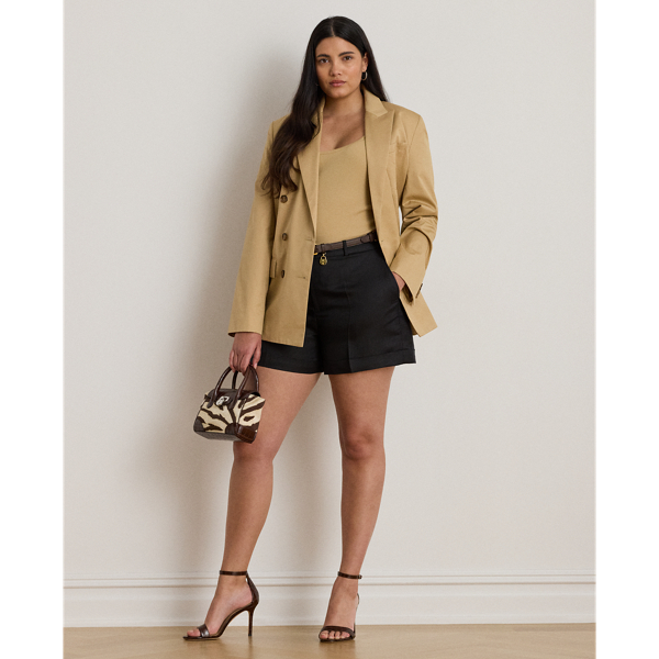 Lauren Woman Ralph Lauren Pleated Linen-blend Twill Short