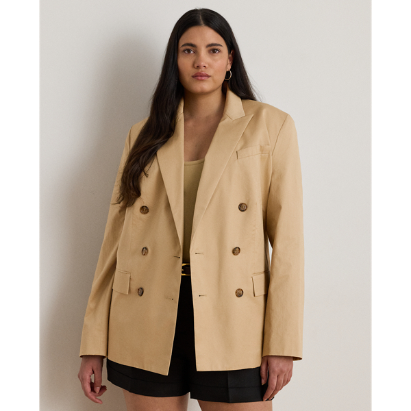 Lauren Woman Ralph Lauren Double-breasted Cotton Twill Blazer