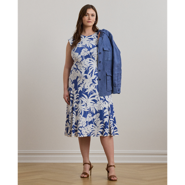 Lauren Woman Ralph Lauren Palm-frond-print Stretch Jersey Dress