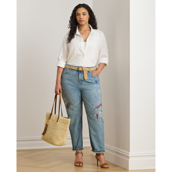 Curve - Print Boyfriend Tapered Ankle Jean - Lauren Curve - Modalova