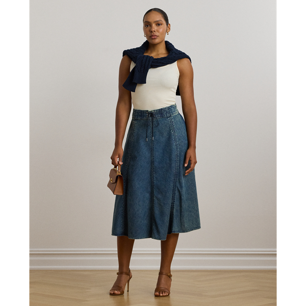 Curve - Denim Drawcord Midi Skirt - Lauren Curve - Modalova