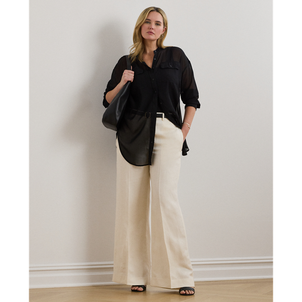 Lauren Woman Ralph Lauren Linen-blend Twill Wide-leg Pant