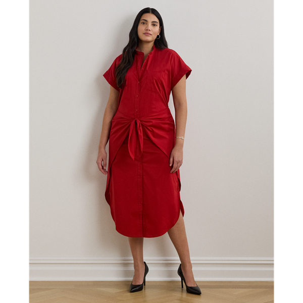 Grandes Tailles - Robe-chemise à nouer en coton mélangé - Lauren Curve - Modalova