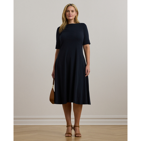 Grandes Tailles - Robe mi-longue en coton stretch côtelé - Lauren Curve - Modalova