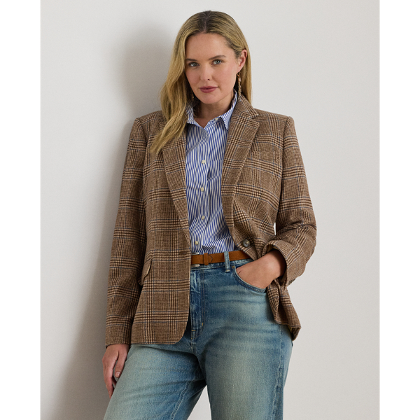 Lauren Woman Ralph Lauren Glen Plaid Wool-blend Twill Blazer In Multi