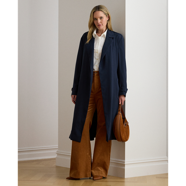 Lauren Woman Ralph Lauren Double-faced Georgette Wrap Coat In Blue