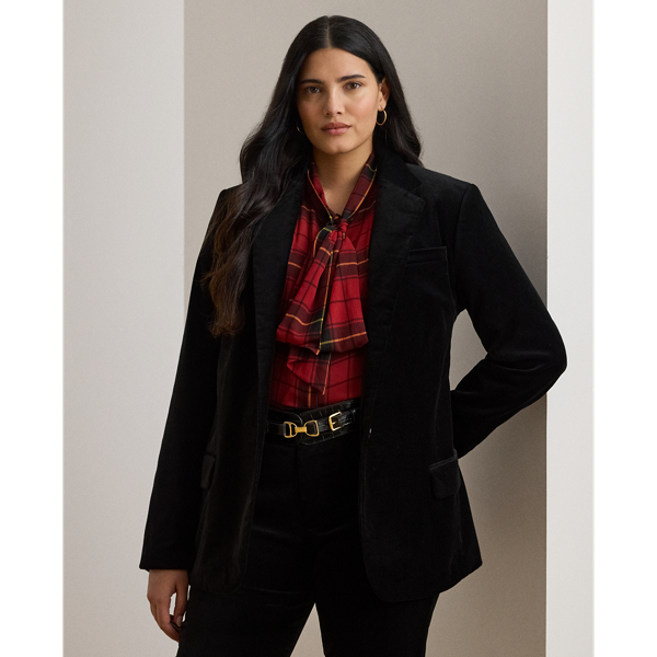 Lauren Woman Ralph Lauren Stretch Velvet Blazer In Black