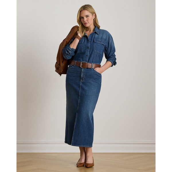 Lauren Woman Ralph Lauren Denim Midi Skirt