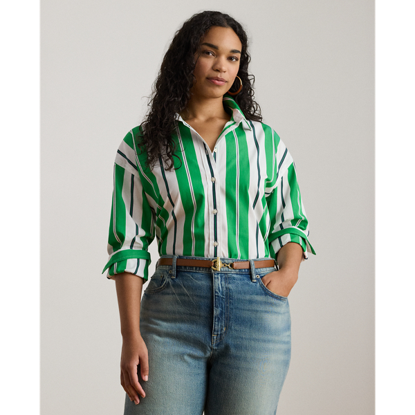 Lauren Woman Ralph Lauren Relaxed Fit Striped Broadcloth Shirt In Multi