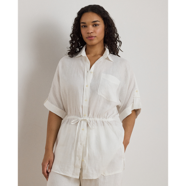 Ralph Lauren Linen Roll-tab Sleeve Tunic In White