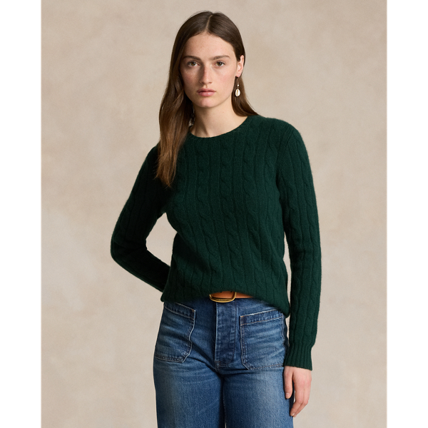 Ralph Lauren Cable-knit Cashmere Sweater In Moss Agate