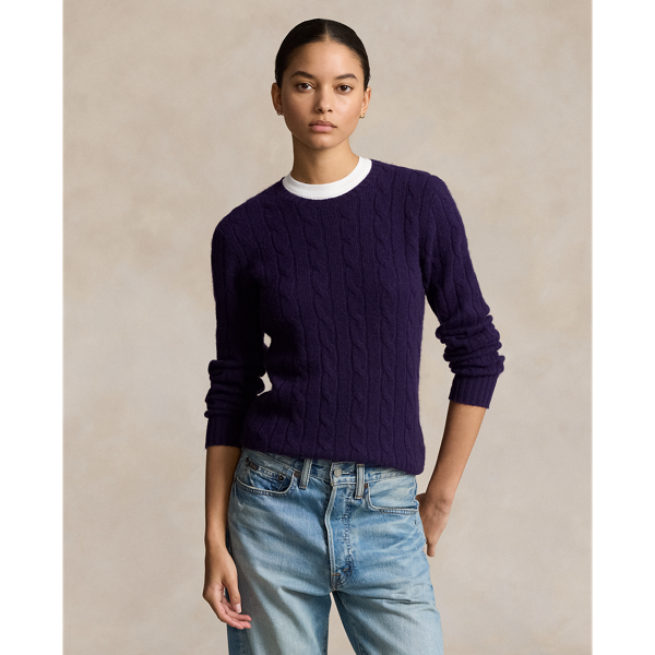 Ralph Lauren Cable-knit Cashmere Sweater In Midnight Purple