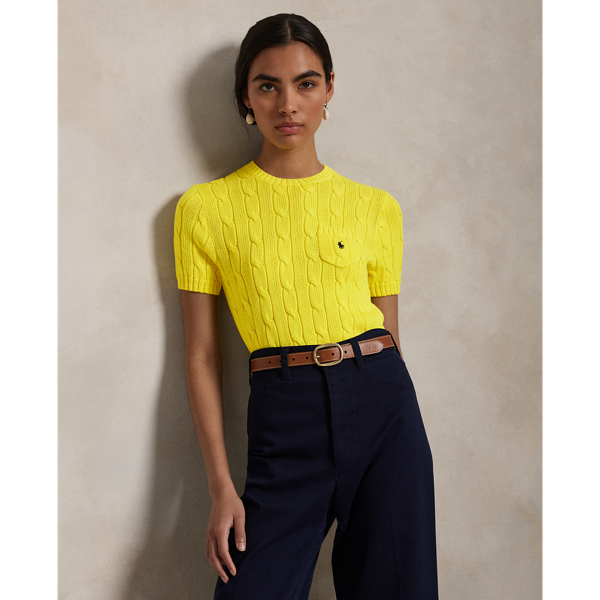 Pull torsadé à manches courtes en coton - Polo Ralph Lauren - Modalova