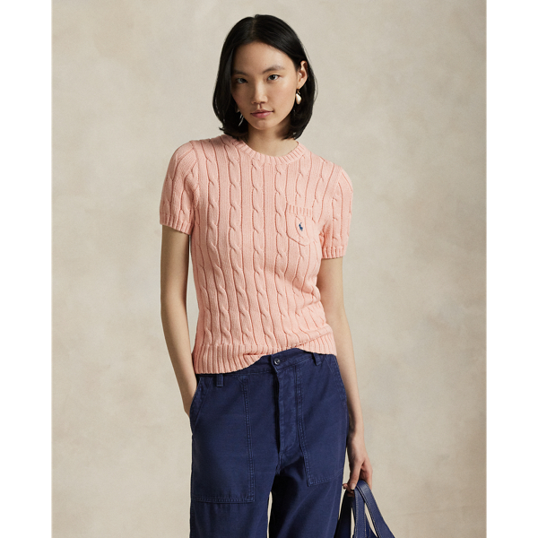 Pull torsadé à manches courtes en coton - Polo Ralph Lauren - Modalova
