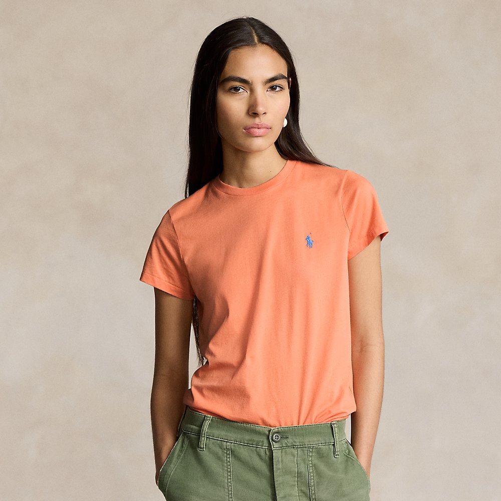 Shop Polo Ralph Lauren Cotton Jersey Crewneck T-shirt In Orange