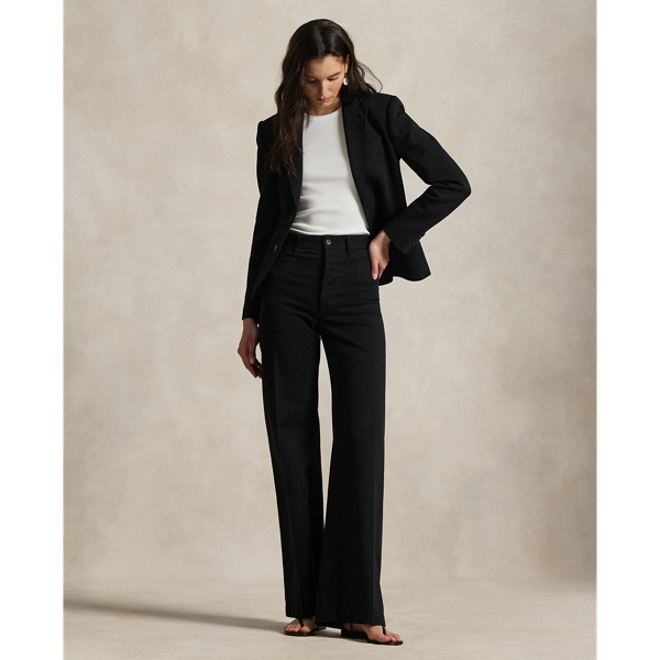 Shop Ralph Lauren Stretch Cotton Twill Wide-leg Pant