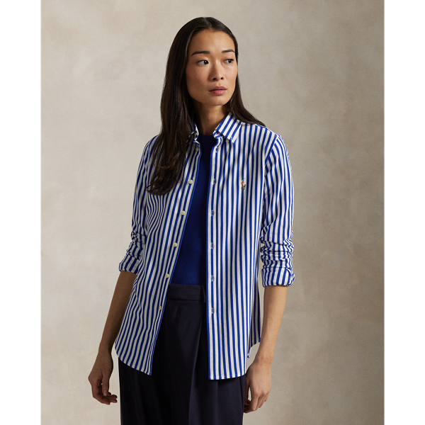 POLO RALPH LAUREN STRIPED KNIT OXFORD COTTON SHIRT 