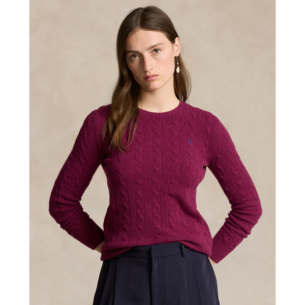 Ralph Lauren Cable-knit Wool-cashmere Sweater In Plum Heather