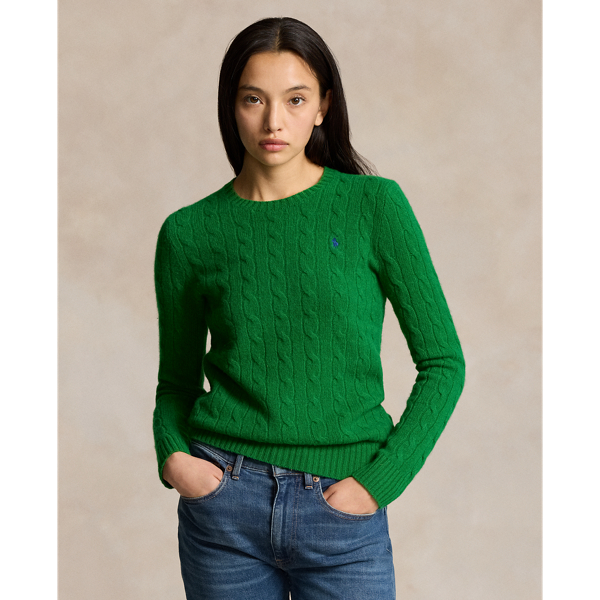 Ralph Lauren Cable-knit Wool-cashmere Sweater In Green Grass