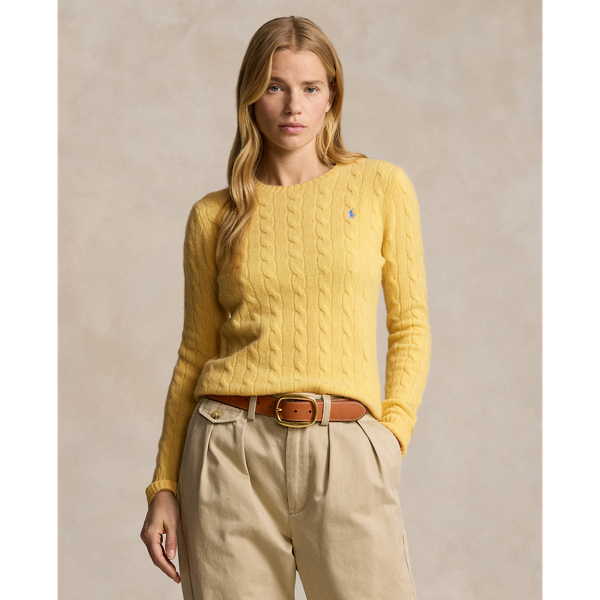 Ralph Lauren Cable-knit Wool-cashmere Sweater In Fall Yellow