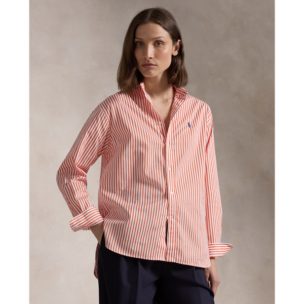 Polo Ralph Lauren Relaxed Fit Striped Cotton Shirt In White/spring Melon