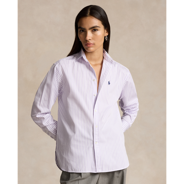 Polo Ralph Lauren Relaxed Fit Striped Cotton Shirt In White/spring Iris