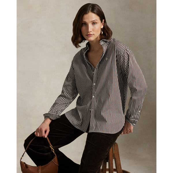 Ralph Lauren Relaxed Fit Striped Cotton Shirt In Black