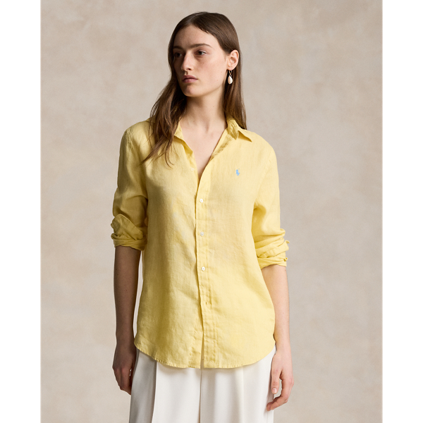 Shop Ralph Lauren Relaxed Fit Linen Shirt In Banana Peel